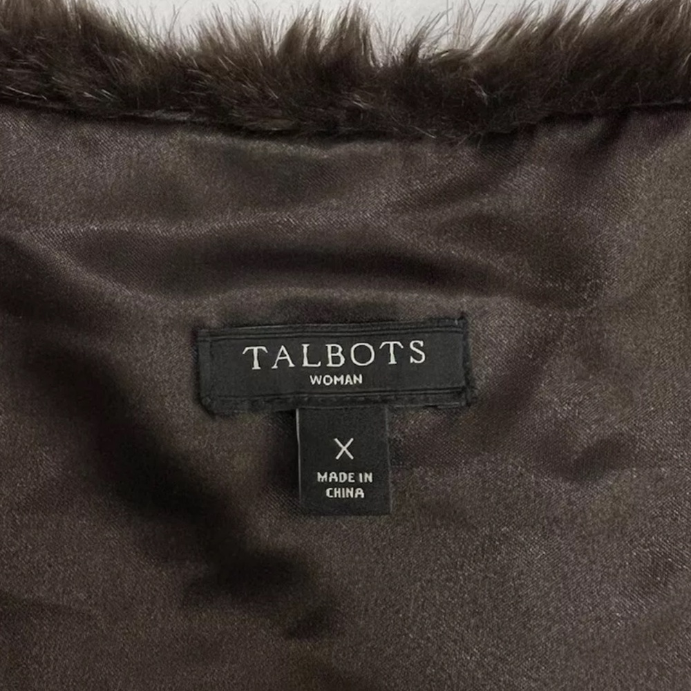 TALBOTS LUXURIOUS BROWN FAUX FUR VEST SIZE X (12W) - Picture 5 of 5